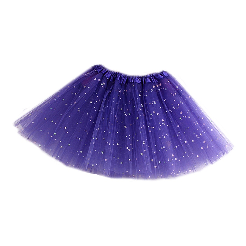 Chân váy tutu ba mảnh màu trơn đính sequin hình ngôi sao mini viền satin 12 màu 3-8T cho bé gái | BigBuy360 - bigbuy360.vn