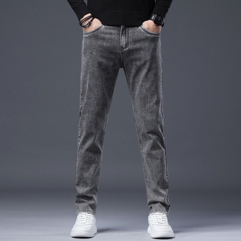 Quần jean nam màu XÁM vải cao cấp không phai giữ phom,VNXK quần dáng côn co giãn nhẹ | BigBuy360 - bigbuy360.vn