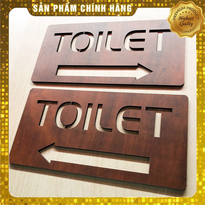 [tranh khắc laser] [Siêu rẻ] Bảng gỗ chỉ dẫn hướng đi toilet trái phải dán tường cắt laser (20x10cm) - mẫu TL15
