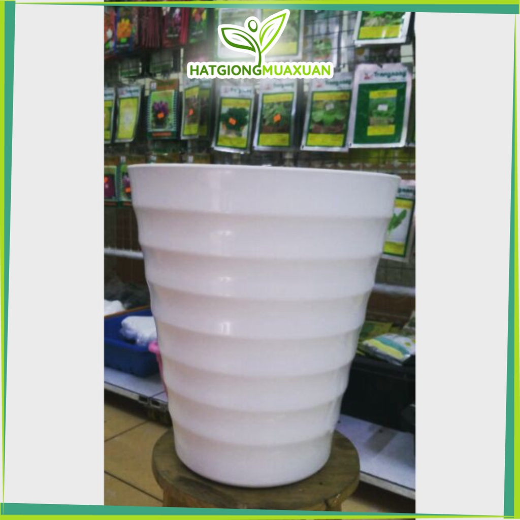 [HOT] combo 10 chậu nhựa tròn xoắn gân  trồng hoa 25x30cm