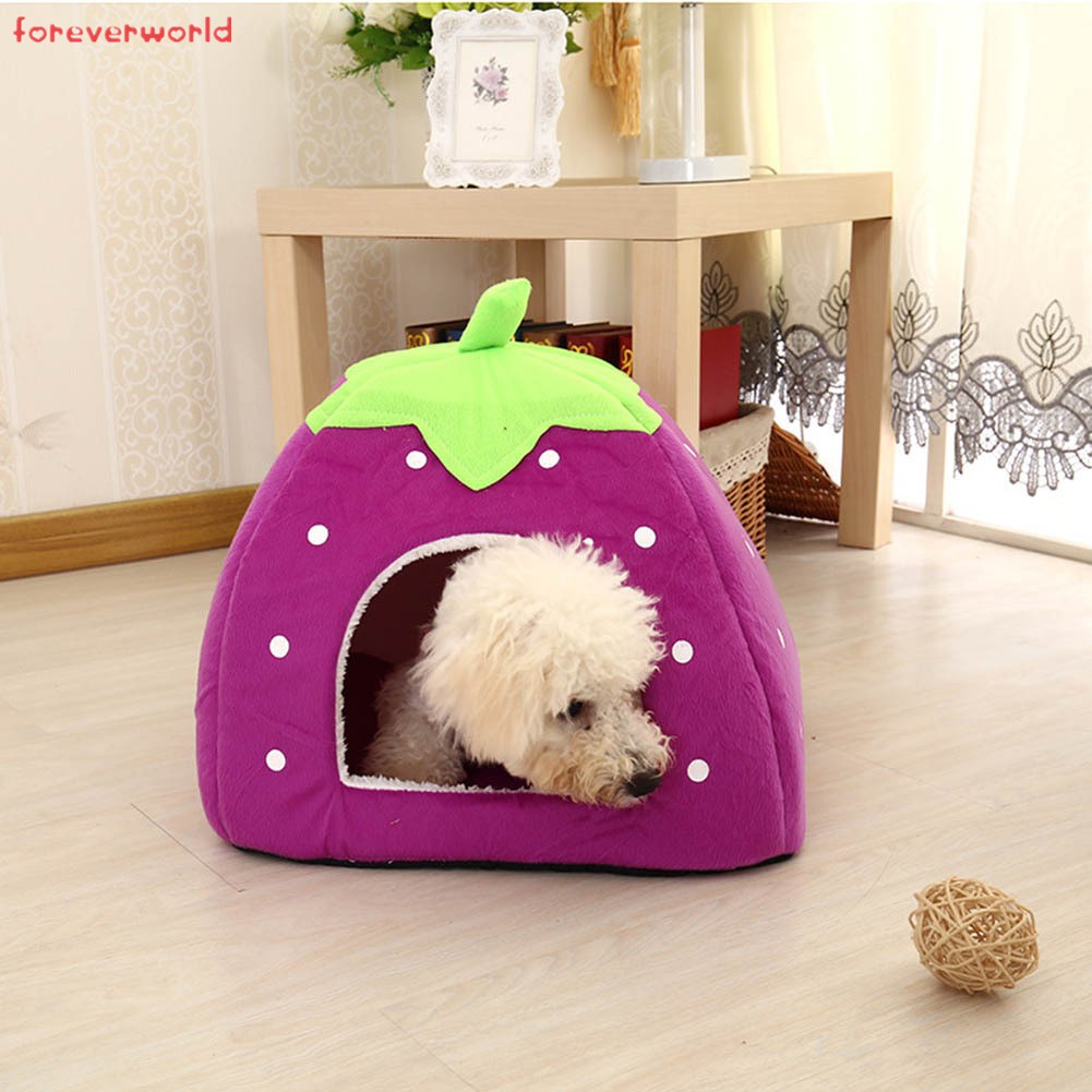 Giường ngủ mềm mại hình quả dâu tây dễ thương cho thú cưng