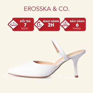 Dép sục cao gót Erosska quai mảnh cao 8cm màu trắng _ EM073