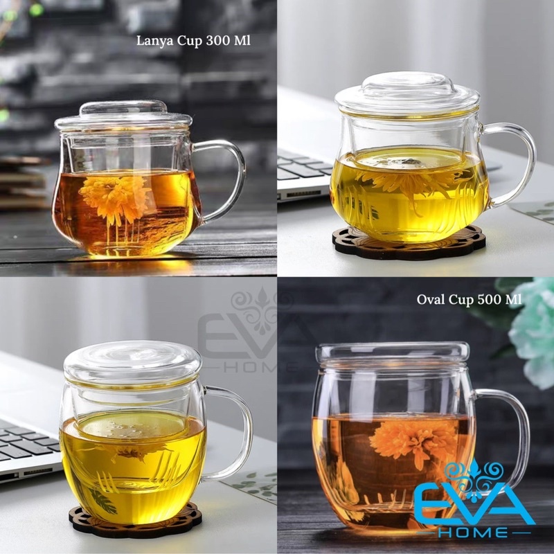 Cốc Lọc Trà Thuỷ Tinh Chịu Nhiệt / Ly Lọc Trà Thủy Tinh Kèm Lõi Lọc Trà Chịu Nhiệt Dung Tích 300-500 ML