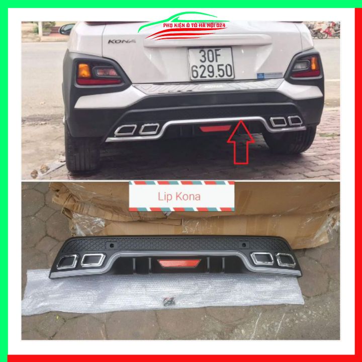 Lippo, líp chia pô ô tô  Kona 2018-2024 màu bạc chuẩn form xe thể thao