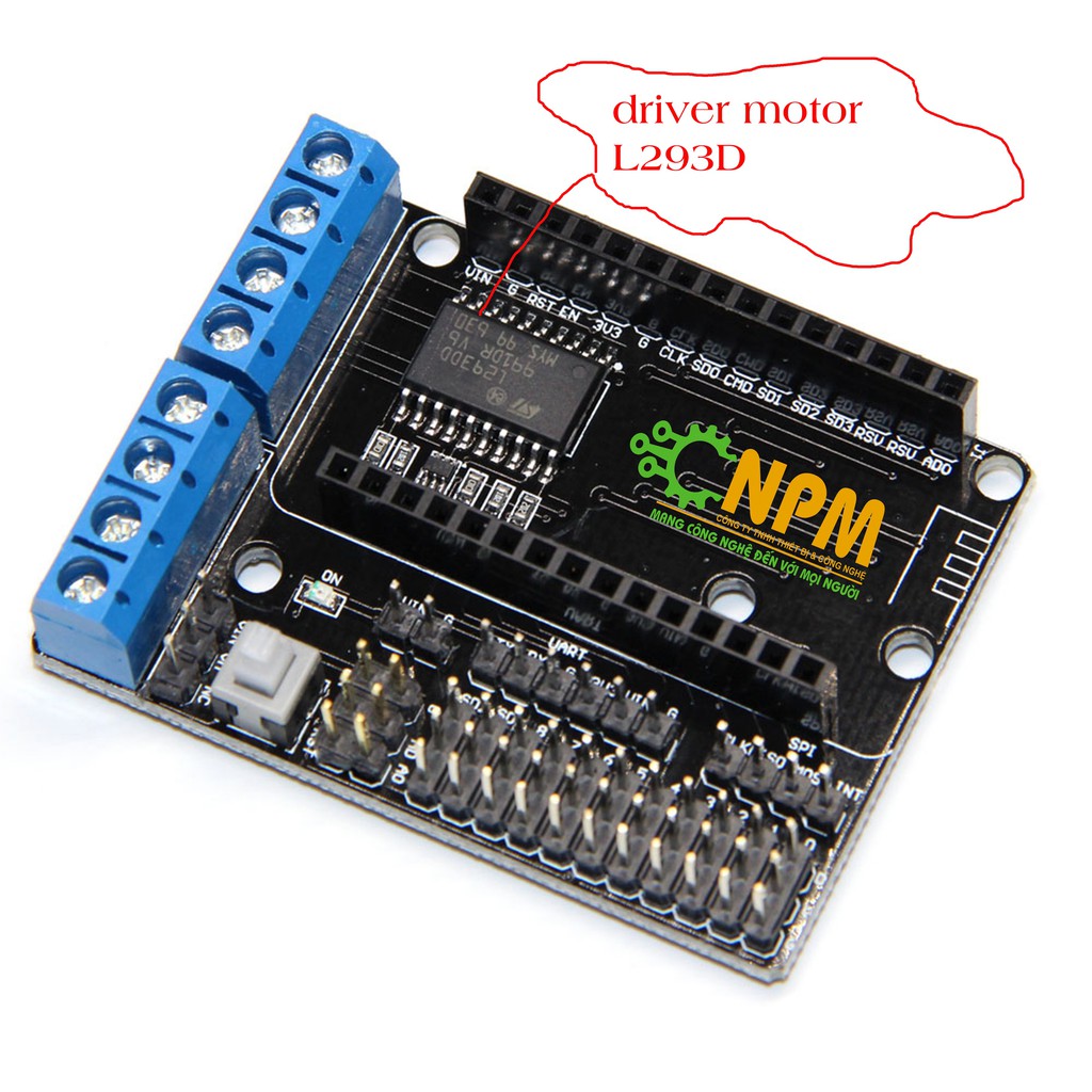 module driver motor L293D + đế ra chân wifi ESP8266 arduino uno