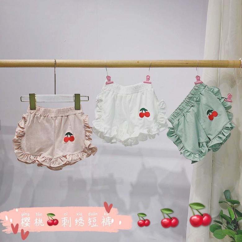 Quần Short In Hình Trái Cherry Thời Trang Cho Bé Gái Dễ Thương