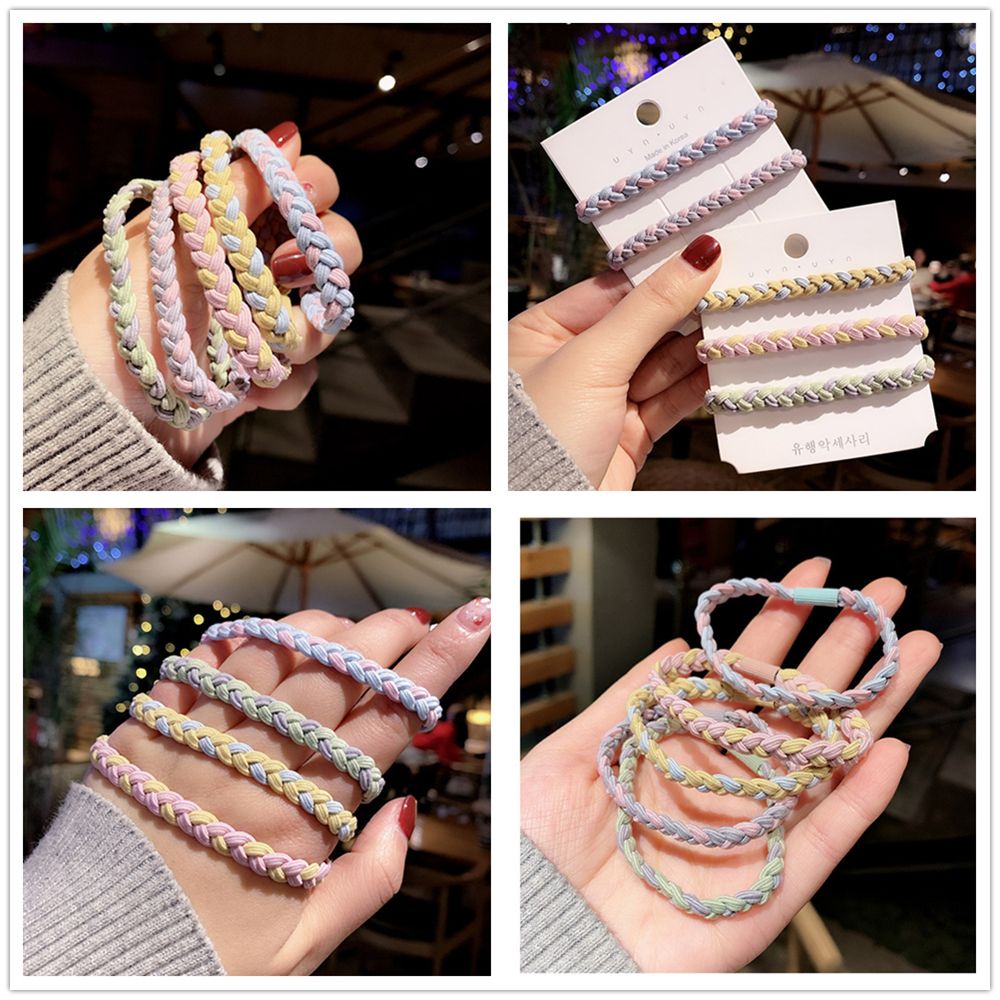 Dây Buộc Tóc Cao Su Co Giãn Tốt Thiết Kế Đơn Giản Hai Màu Sắc Thời Trang Hàn Quốc