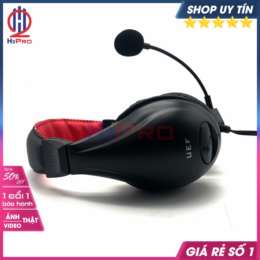 Tai Nghe Chụp Gaming, Tai Nghe Chụp Tai Có Dây UEF E-813X Cao Cấp Có Micro, Chống Ồn-Bass Khoẻ, Dây Dài 1.3M-H2Pro Audio