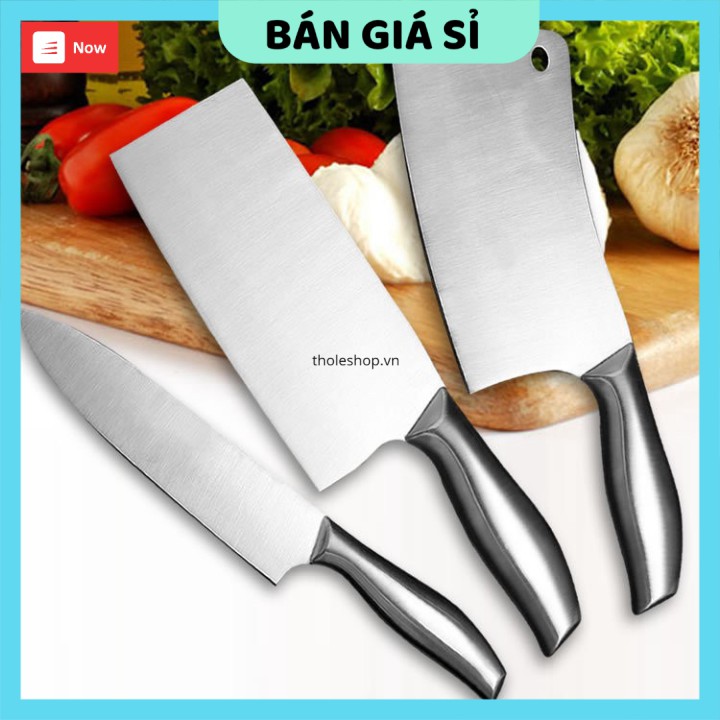 Dụng cụ nhà bếp  GIÁ VỐN]  Bộ 3 dao thép cứng và sáng bóng, chặt xương chặt thịt gà không lo mẻ dao 8329