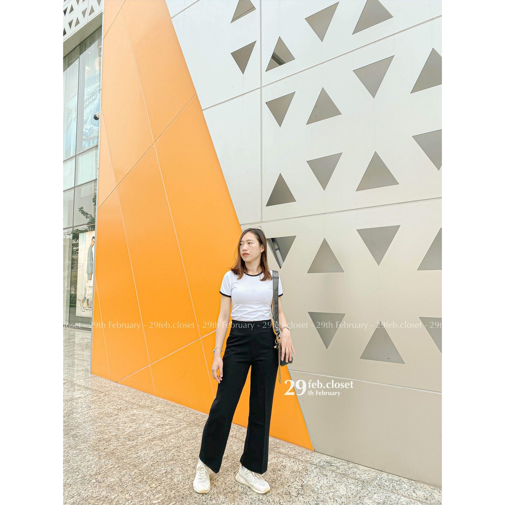 Quần culottes cạp cao khóa kéo cạnh