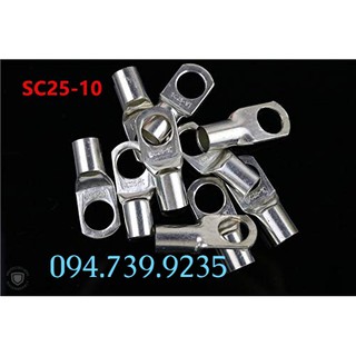 Đầu Cosse trần SC 25  (15 cái/gói) - Đầu Cốt trần SC25 (Đầu dây 25mm, Vít 12mm)