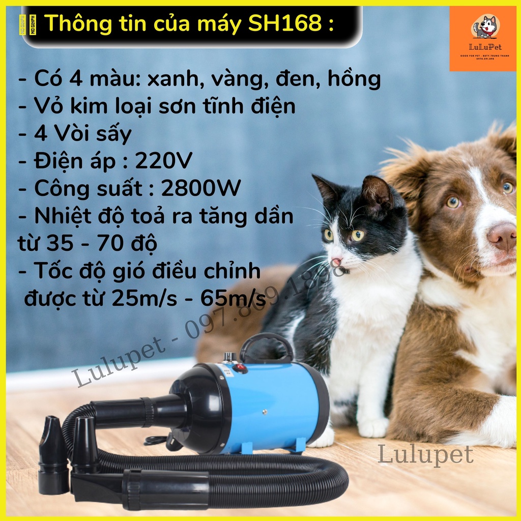 Máy Sấy Lông Chó Mèo Chuyên Dụng, Công Suất Lớn-Tặng Khăn Siêu Thấm &amp; Dây Chơi