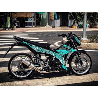 Tem rời mẫu cá chép hóa rồng dán xe satria - raider