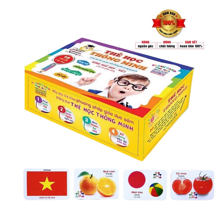 Bộ thẻ flashcard thẻ học thông minh LOẠI CHUẨN 16 chủ đề 416 thẻ cho bé Glen Doman