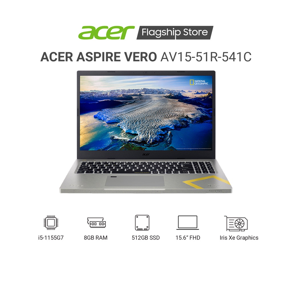 [ELBAU7 giảm 7% tối đa 1TR] Laptop Acer Aspire Vero AV15-51R-541C | i5-1155G7| 8GB| 512GB| National Geographic