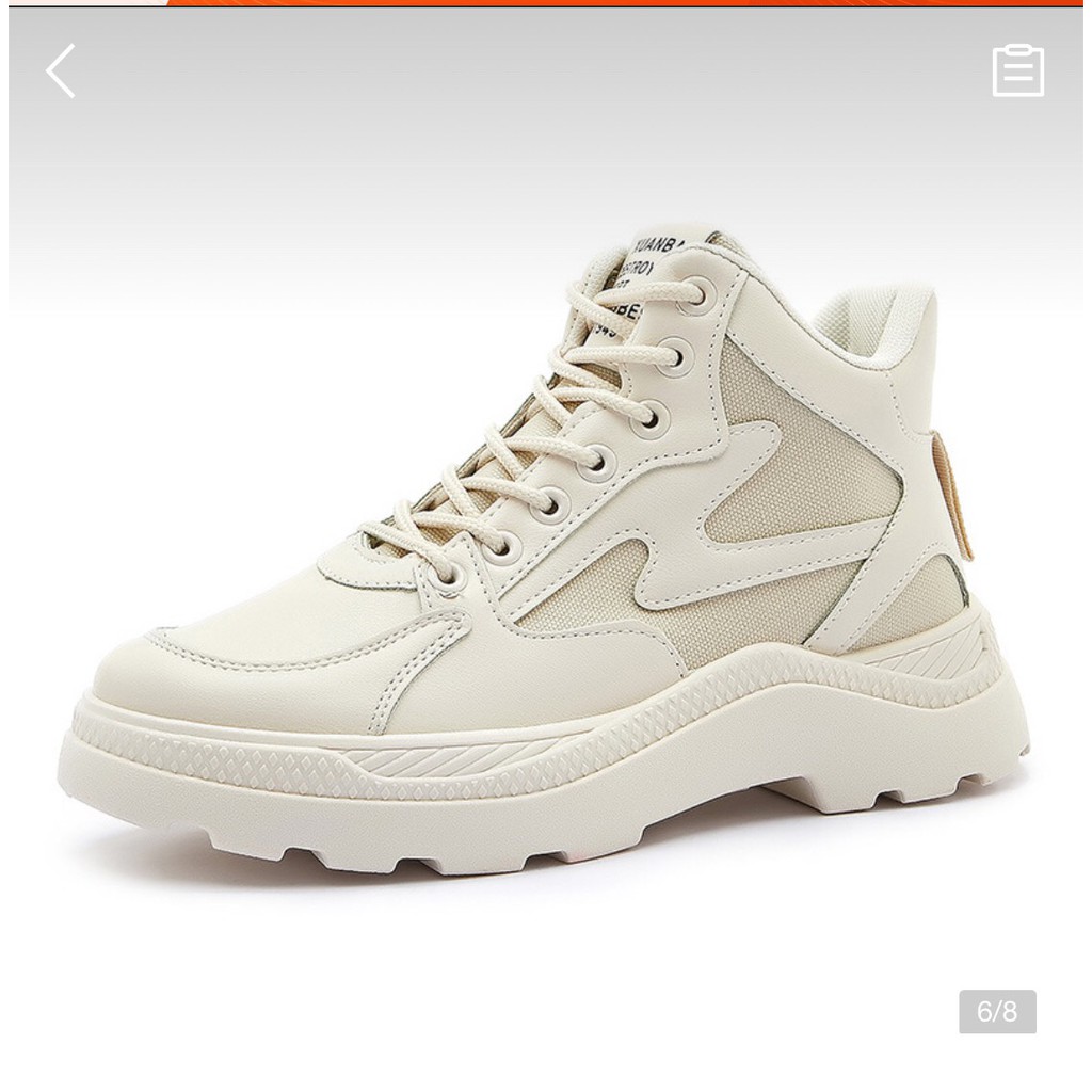 [Hàng có sẵn] Giày Boot Nữ Cổ Cao,  Phối Màu Đen Trắng, Độn Đế 3cm, Giày Da PU, Phong Cách Hàn Quốc, Hot Trend 2021-A1K2