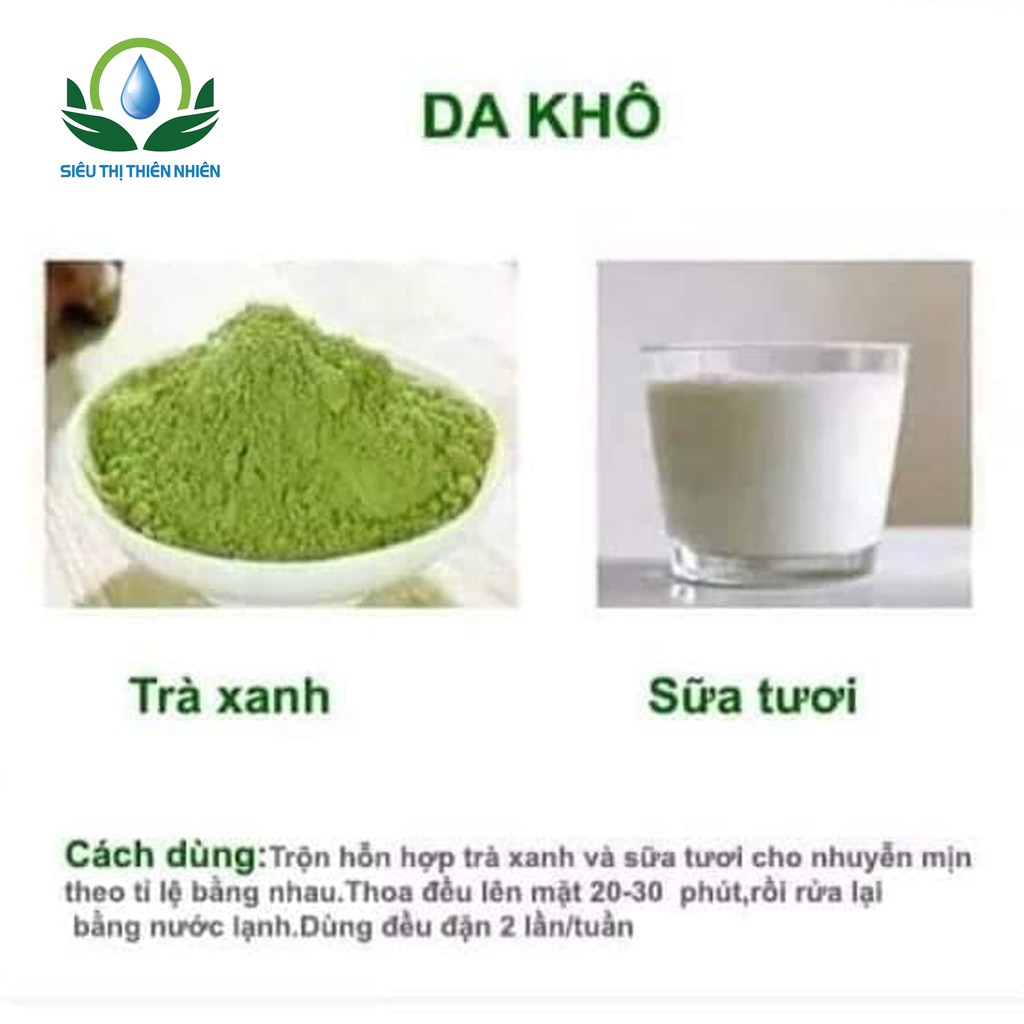 Bột trà xanh nguyên chất Mộc Sắc 200g dùng để uống, làm bánh, làm mặt nạ đắp mặt, tắm trắng của siêu thị thiên nhiên