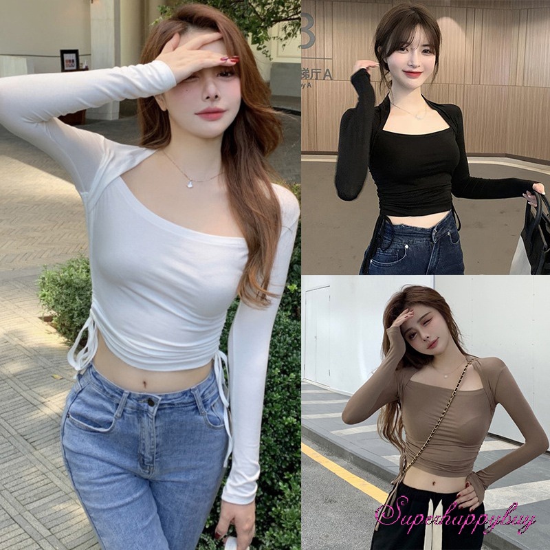 Áo Cổ Vuông Thiết Kế Dây Rút Thời Trang Cho Nữ