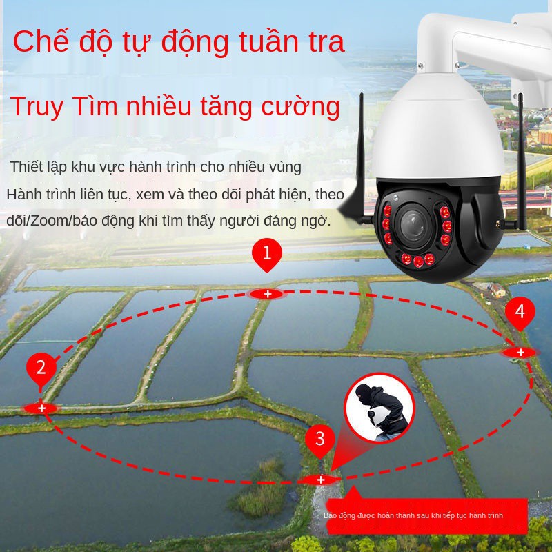 ◈♘♝Camera 4G điện thoại di động giao thông từ xa WIFI vườn cá ao giám sát ngoài trời để xem 1 km