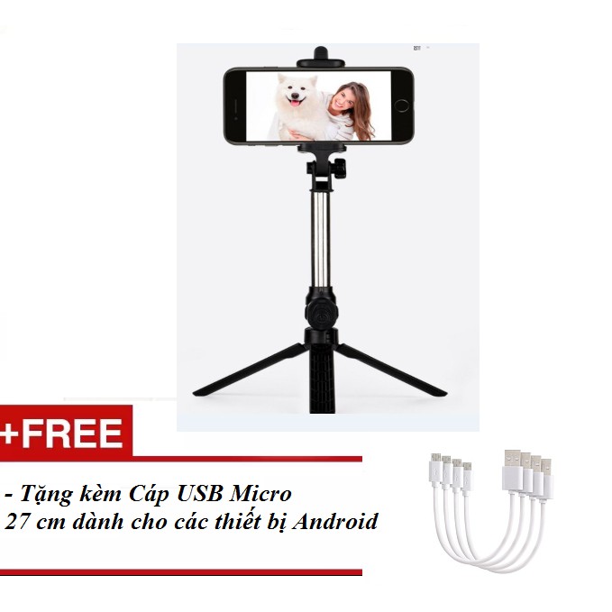 Gậy tự sướng Bluetooth 3 trong 1 kèm chân đế - tặng kèm cáp sạc | BigBuy360 - bigbuy360.vn