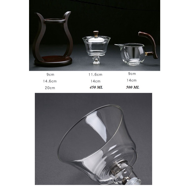 Bộ ấm chén pha trà tự động bằng thủy tinh chịu nhiệt Borosilicate cao cấp