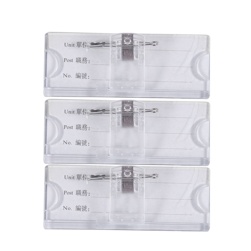 Set 3 Kẹp Giữ Thẻ Tên Bằng Nhựa Cứng Trong Suốt