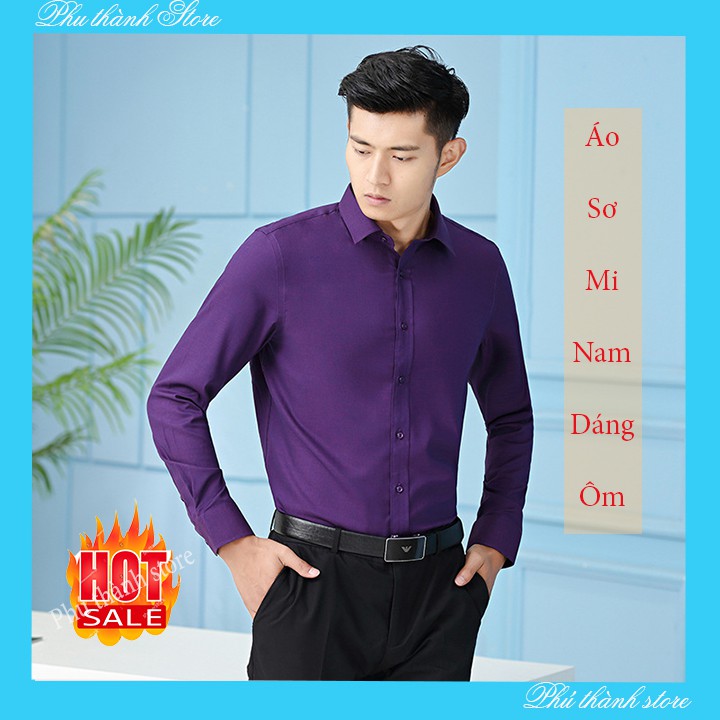 Áo sơ mi nam màu tím ôm body