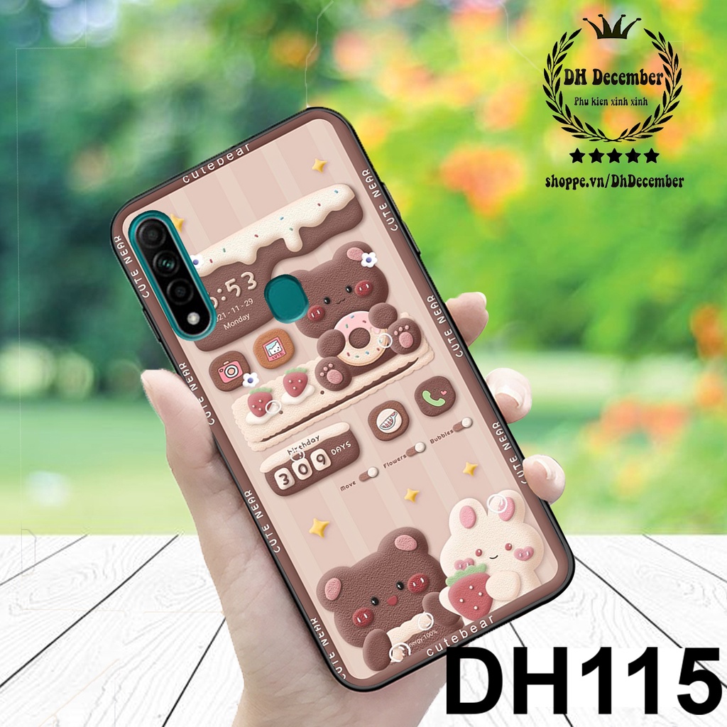 Ốp lưng Oppo A3S/A1K/A5-A9 2020 / A12/A5S/A7/F9 / A15/A16/A16K/A31 in hình GẤU HỒNG-GẤU BE3R -XINH XẺO CỰC ĐẸP