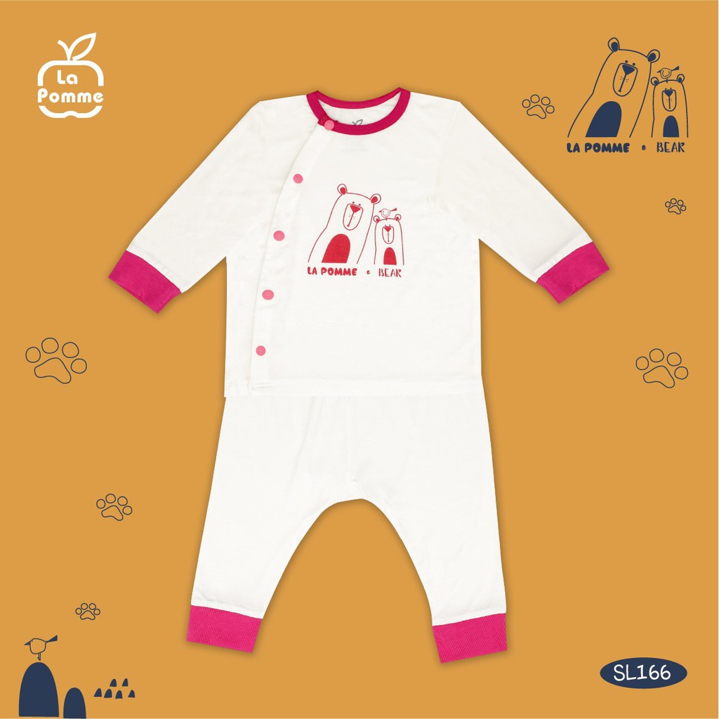 SL166 Bộ dài tay La Pomme cúc lệch - Hai chú gấu