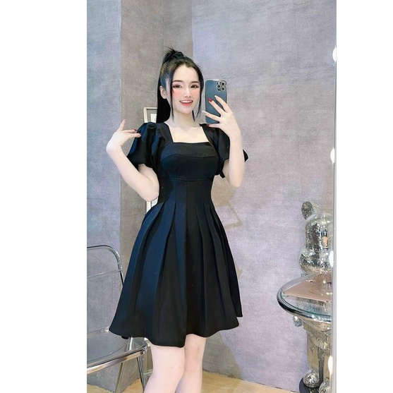 Đầm Váy Nữ Cổ Vuông Tay Phồng Đi Tiệc Thiết Kế Dáng Xòe Nữ Tính Nhẹ Nhàng Thời Trang Nữ Xm Minh Phúc