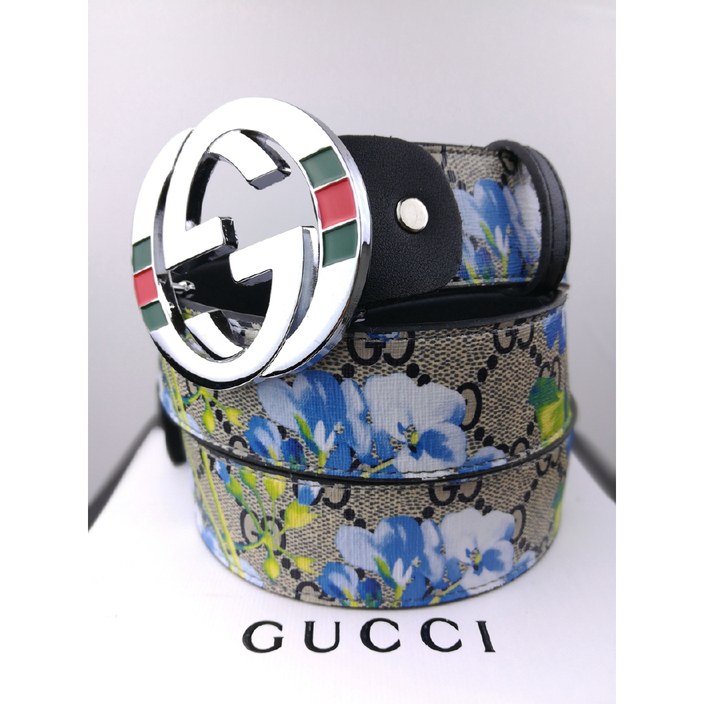 Thắt lưng Gucci bằng da thiết kế khóa 2 chữ G màu vàng trơn đơn giản cá tính thời trang cho nam nữ