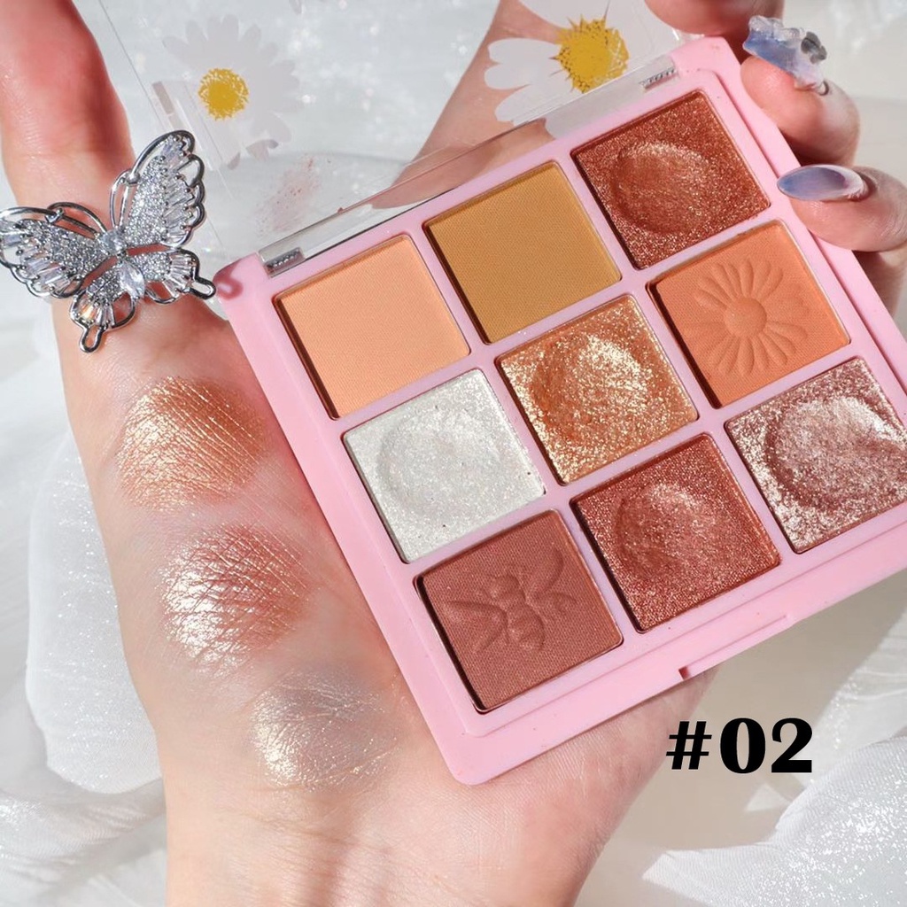 Bảng phấn mắt Maffick Daisy eye shadow 9 ô hoạ tiết hoa cúc hàng nội địa Trung | BigBuy360 - bigbuy360.vn