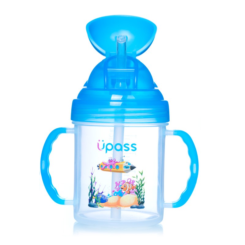 Cốc uống nước 200ml Upass có hai tay cầm vòi hút mềm / UP0732Y / cho bé từ 6 tháng tuổi