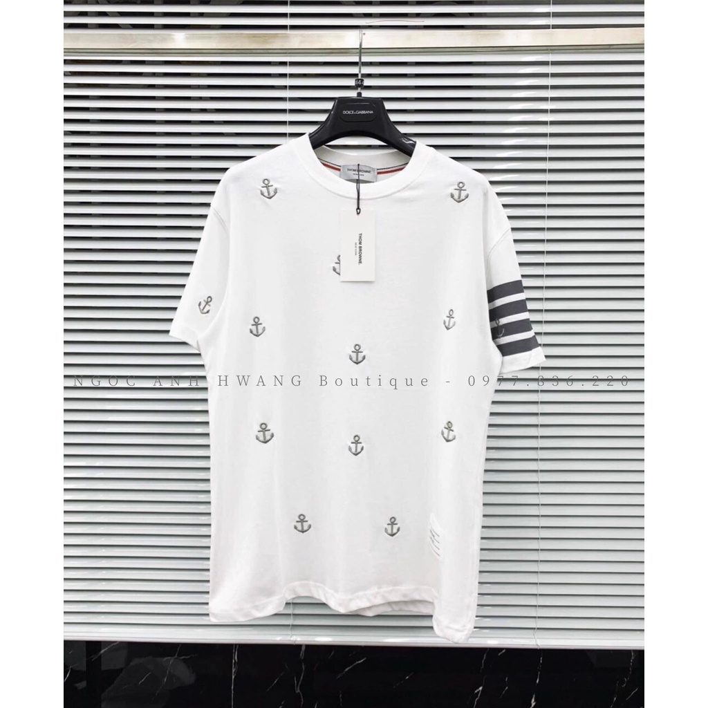 Áo Thun Thom Mỏ Neo 4 Sọc Viền Tay Lỡ unisex siêu hot 2022 - ZADOLA FASHION