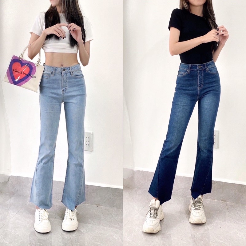Quần Jean Ống Loe Lai Xéo 92cm Sofm