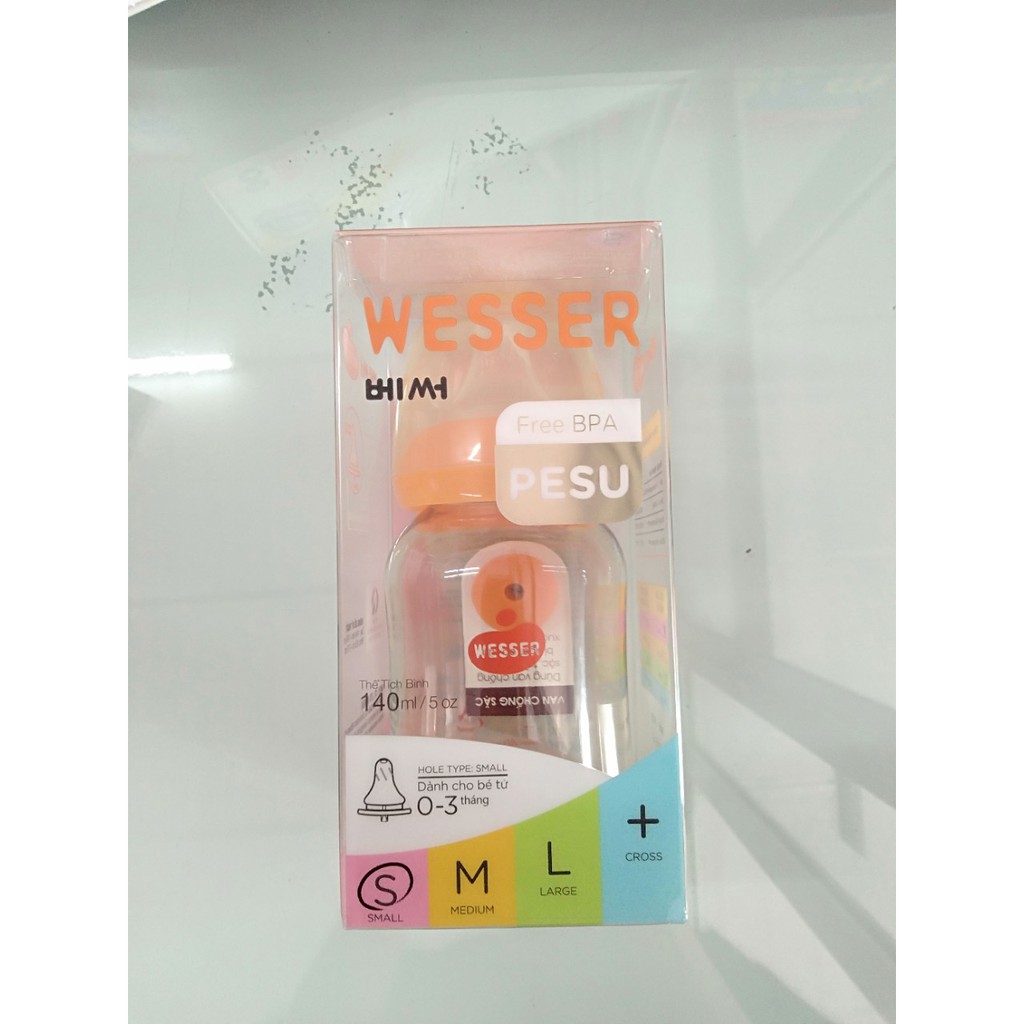 Bình sữa Wesser PESU 140ml ( cổ hẹp)