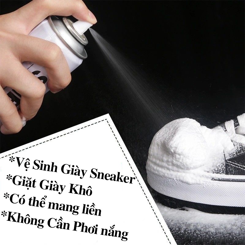 Chai xịt tạo bọt vệ sinh giày sneaker cao cấp - giặt giày khô giày thể thao