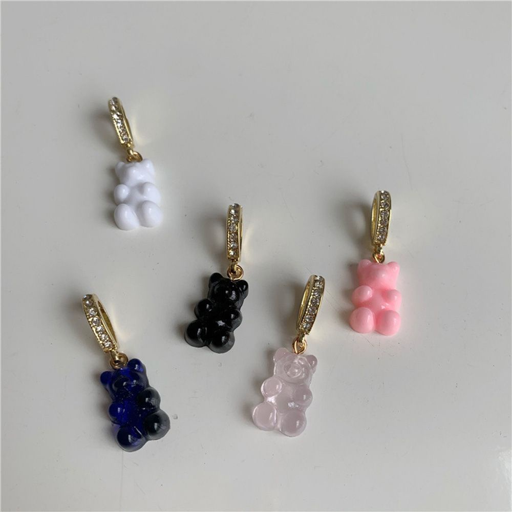 Vòng cổ mặt hình gấu đính đá zircon ngọc trai nhiều màu dễ thương cho nữ