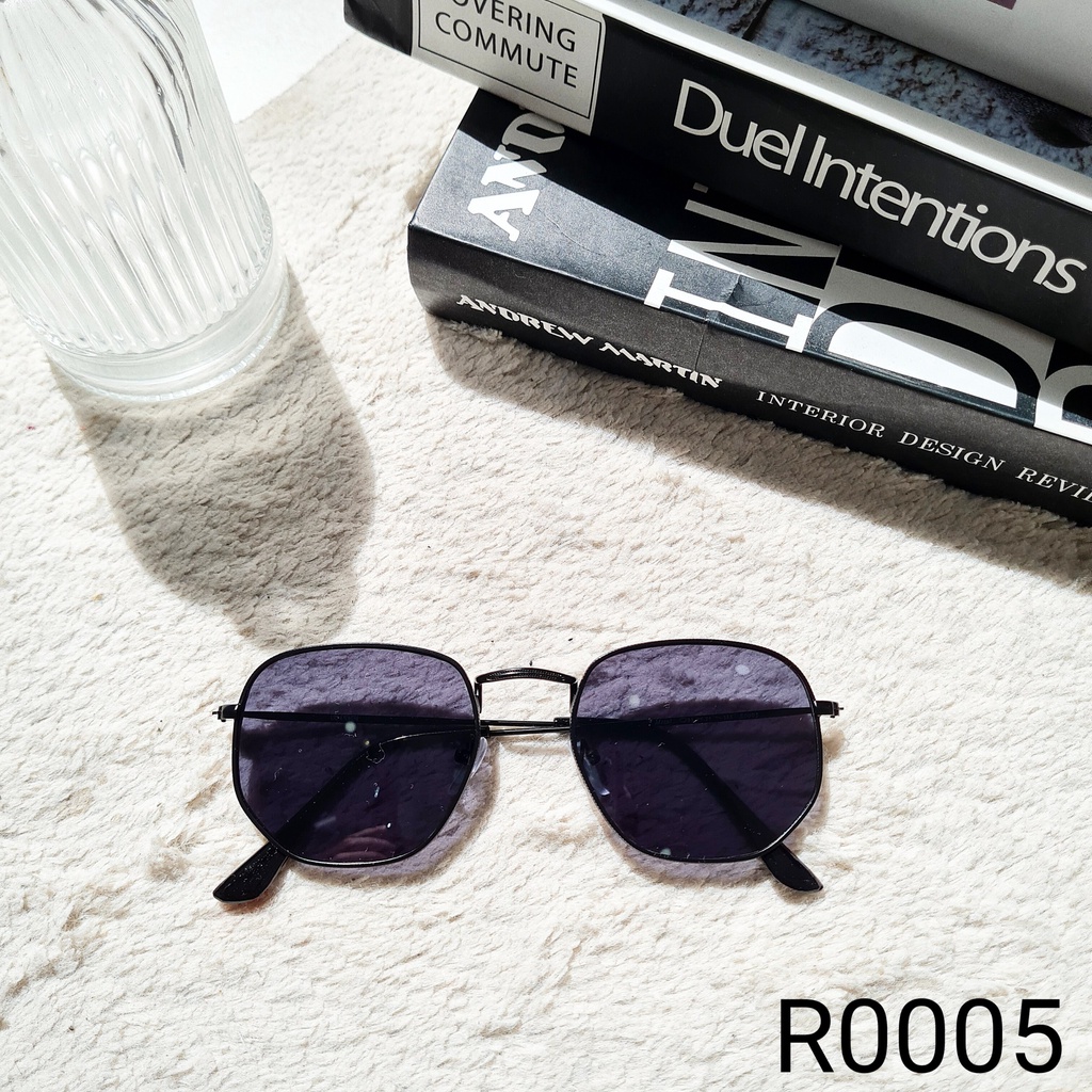 Kính Râm Nam Nữ Lilyeyewear Mắt Kính Góc Cạnh Kim Loại Thanh Mảnh Nhỏ Gọn Thời Trang R0005