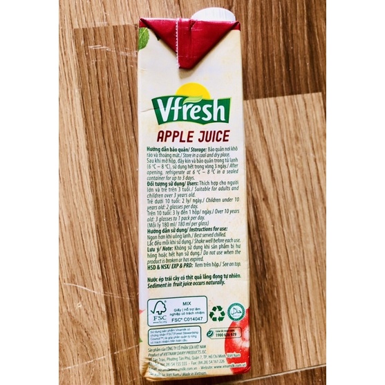 Nước ép táo Vfresh 1lit Vinamilk