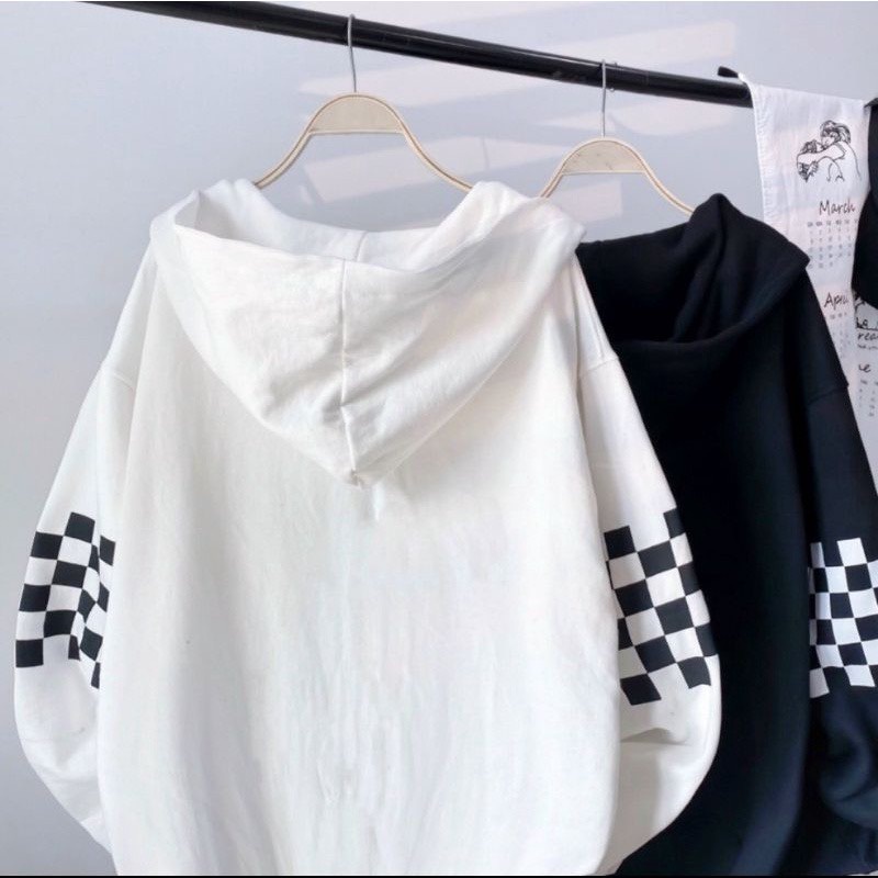 Áo khoác in tay Caro Chất nỉ cottong fom thụng