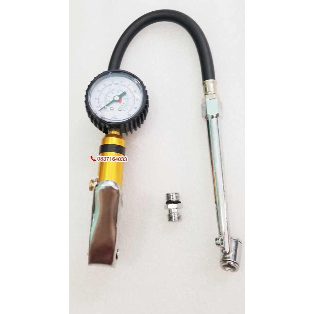Tay Bơm Lốp Xe Ô Tô, Xe Máy Có Đồng Hồ Đo Áp Suất Có Nút Xả Khí Hàng Luxtop