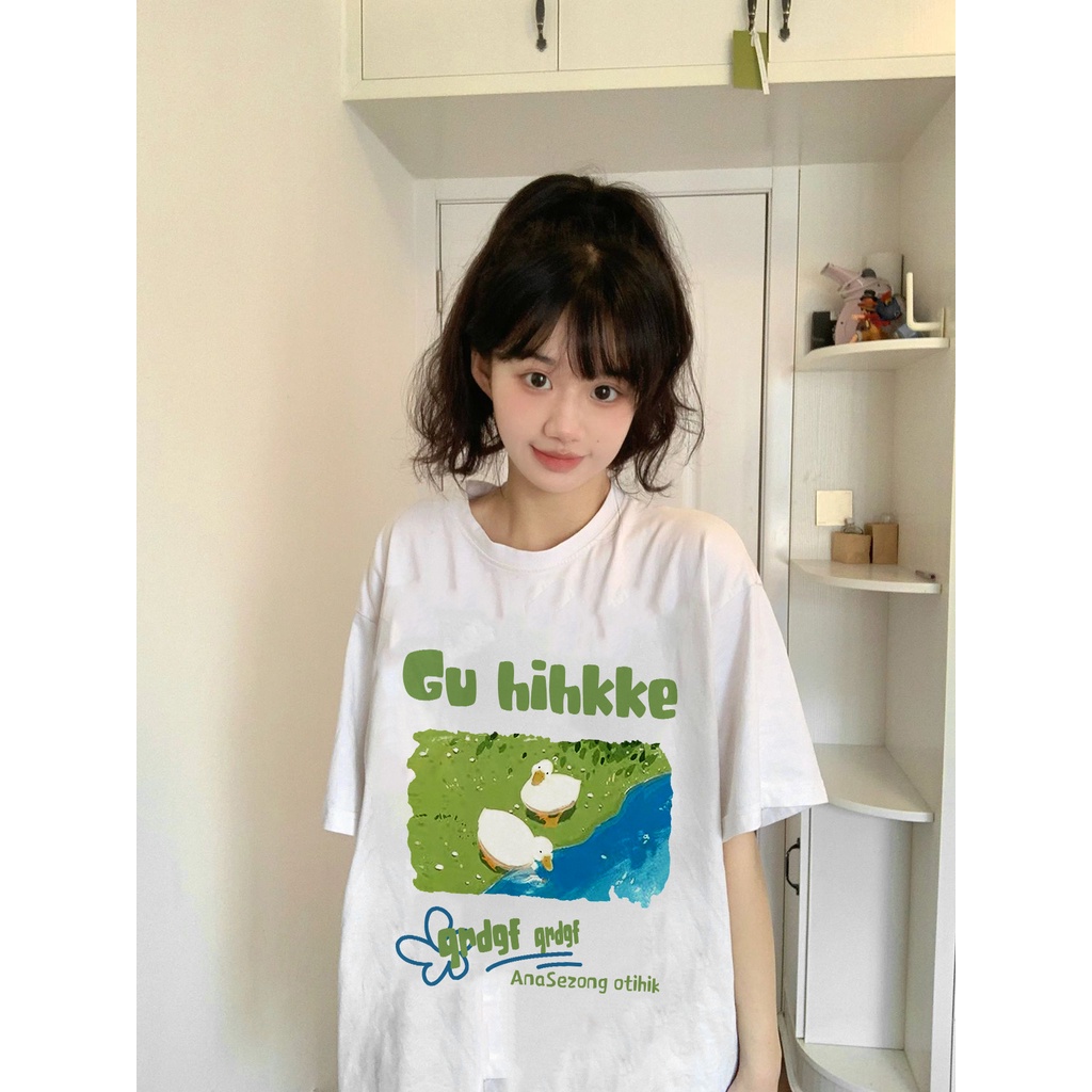 Xiaozhainv Áo Thun Ngắn Tay Dáng Rộng Thời Trang Mùa Hè Hàn Quốc Dành Cho Nữ