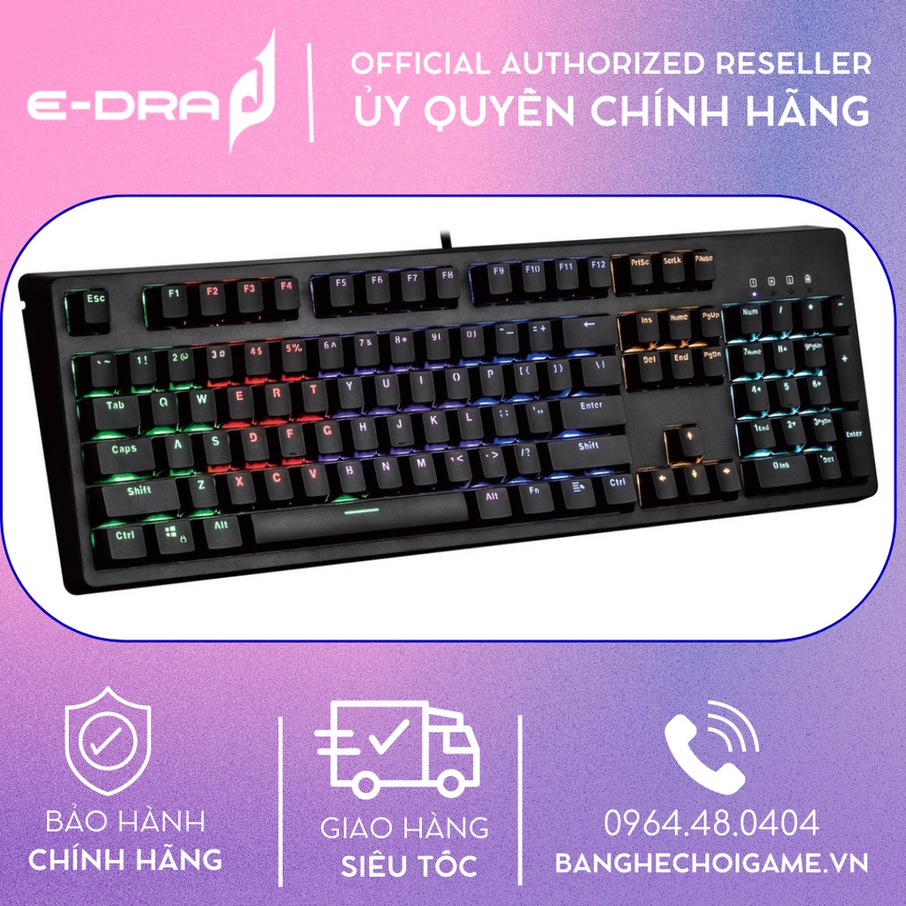 Bàn phím cơ E-Dra EK3104 Led rainbow Huano Switch Version 2021 - Hàng chính hãng