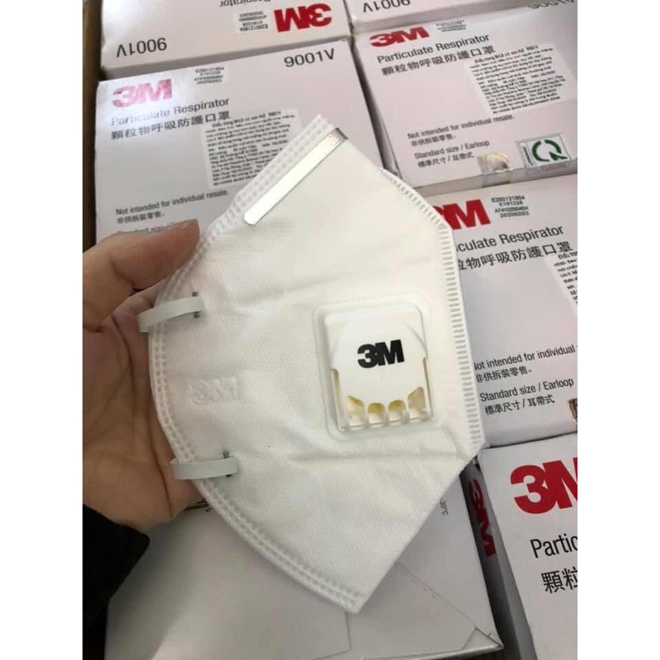 [ CHÍNH HÃNG ] KHẨU TRANG  3M 9001-  9001V  (CÓ VAN THỞ  ) MÀU TRẮNG - LỌC KHÍ Ô NHIỄM - NGẮN NGỪA KHÓI BỤI