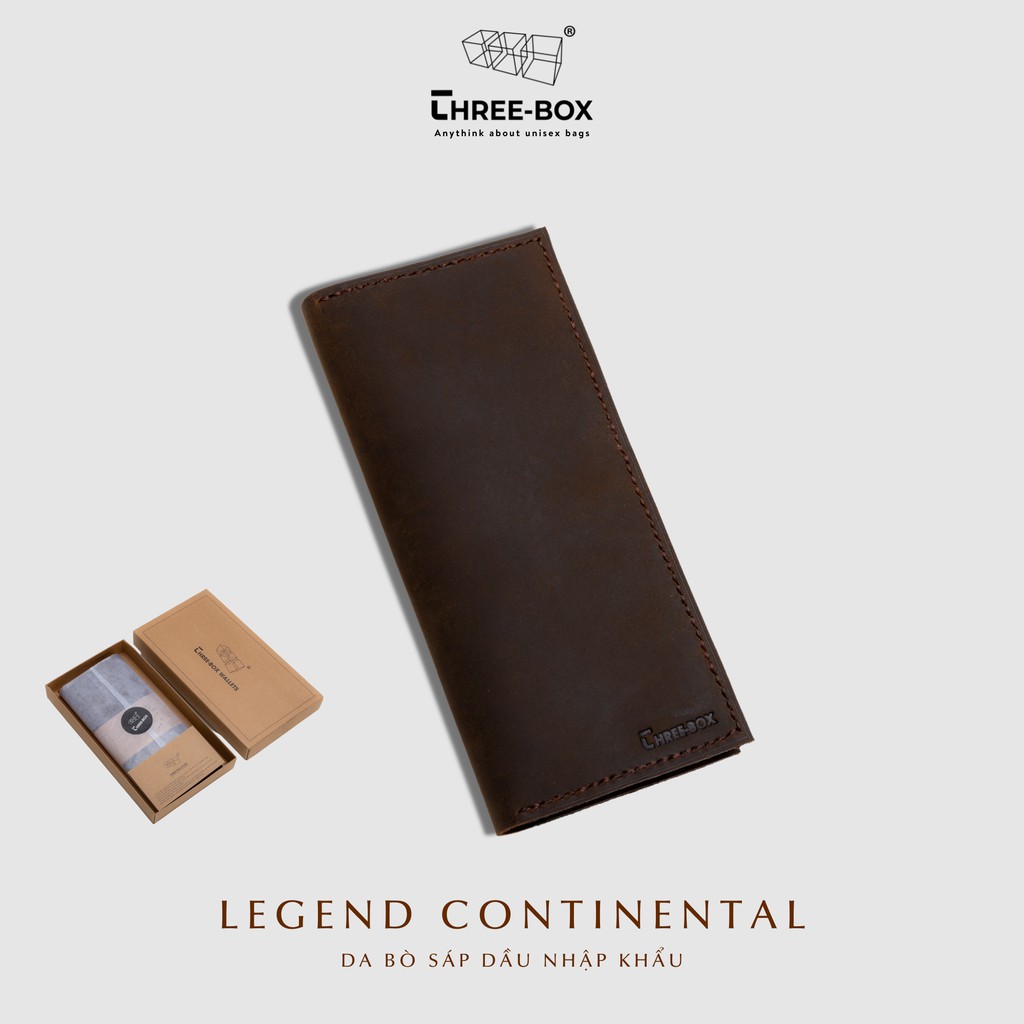[Mã FAMALLT5 giảm 15% đơn 150K] [SAP] Ví nam Three-Box Continental da bò sáp nâu nhập khẩu handmade
