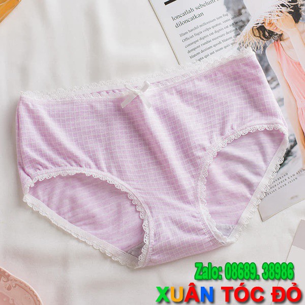 SỈ ZALO RẺ HƠN NHIỀU_ Quần Lót Kẻ Ô Viền Ren Cao Cấp M003 | BigBuy360 - bigbuy360.vn