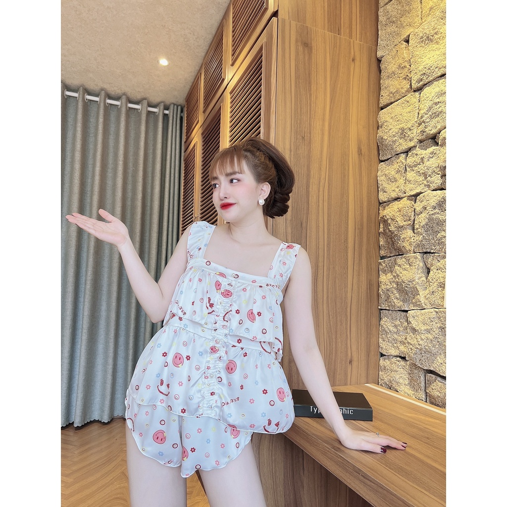 Bộ Đồ Ngủ SOJUN vải Latin 2 tầng đính nút dưới 70Kg