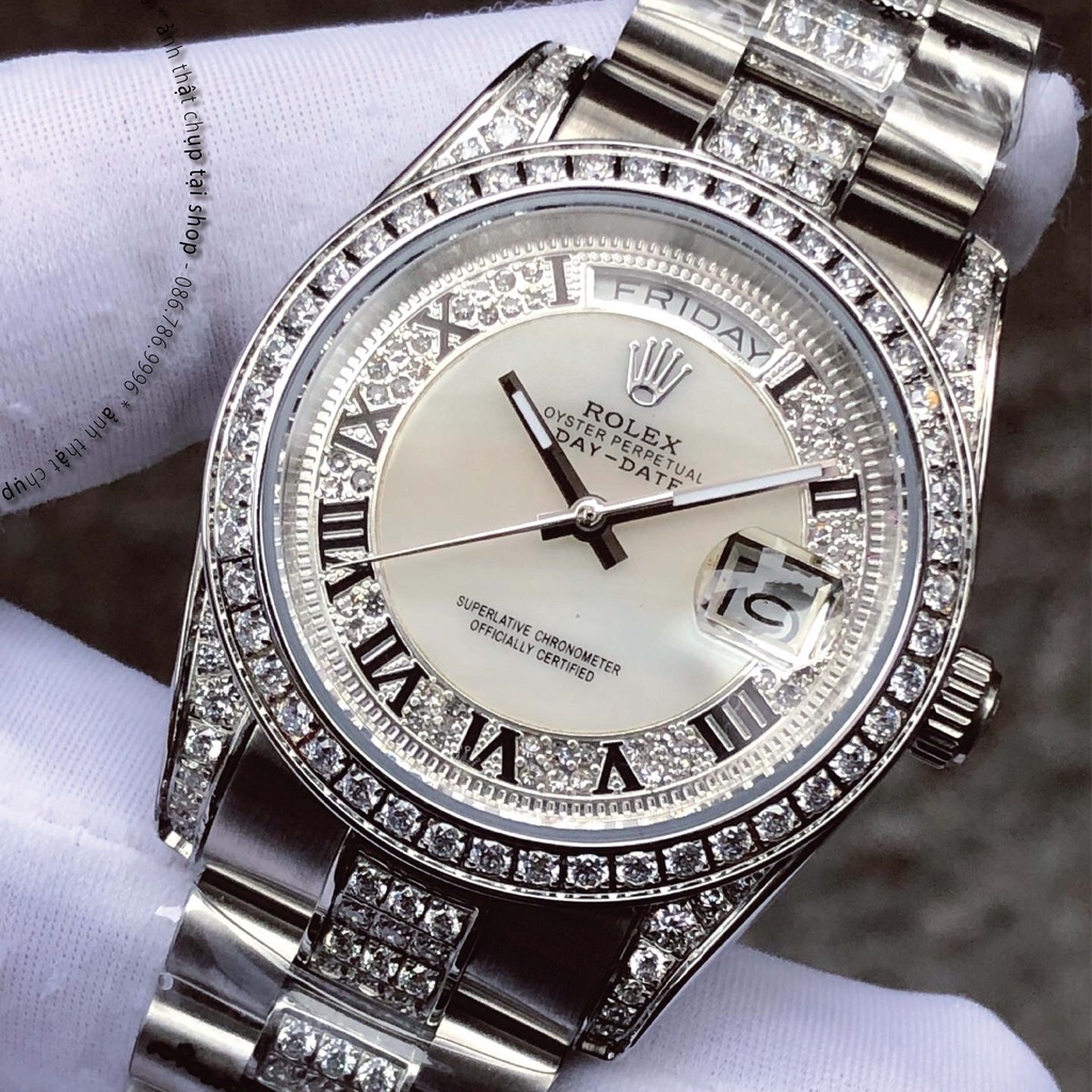 Đồng Hồ Nam RL GOLD DAY-DATE Full Đá Máy Cơ Automatic Nhật Size 38 Chống Nước 5ATM