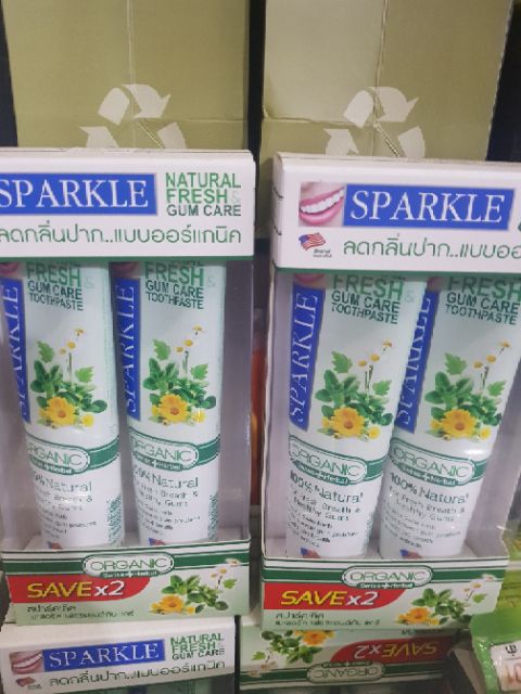 Tuýp Kem đánh răng THẢO DƯỢC DÀNH CHO NGƯỜI HÔI MIỆNG Sparkle Organic hoa cúc Thái Lan 100g

-Xuất xứ THÁI LAN